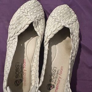Skechers BOBS Women's Cream Woven Flats
